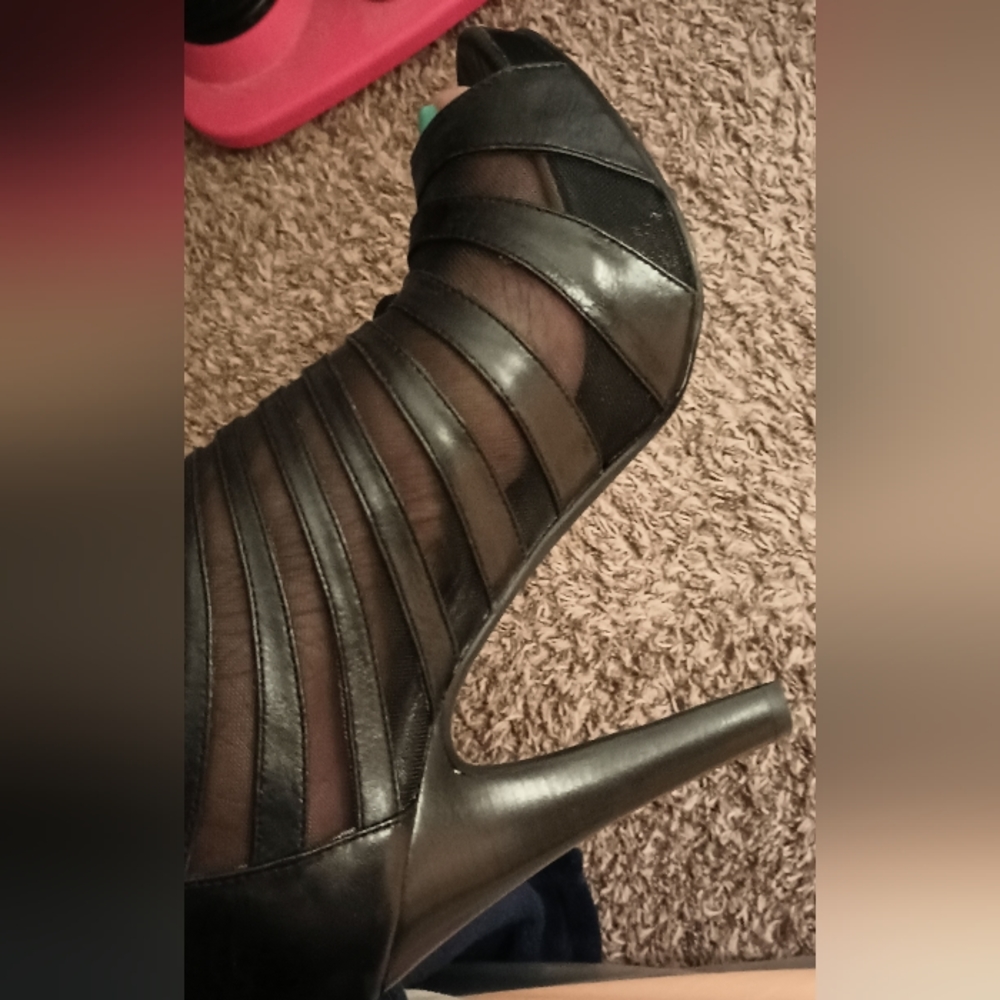 Michael Kors Leather Mesh Open Toe Bootie